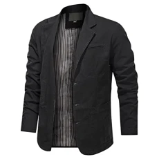 Mens Casual Blazer Jacket - Safari Blazers for Men Summer Blazers Mens Casual Blazer Jacket Regular Fit Sports Coat Lapel Collar Suit Jackets 3 Button Lightweight Blazer Jackets for Men UK Black