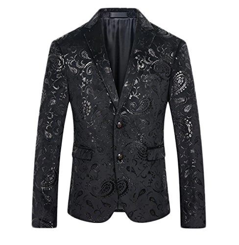 Men's Casual Blazer Paisley Jacquard Suit Jackets Slim Fit Floral Print Stylish Blazer Coats Chic Ja