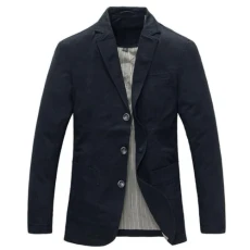Mens Casual Blazer Slim fit Long Sleeve Jacket Washed Cotton 3-Button Casual Suits Blazer Jackets, S, Black (3 Button)