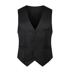 Men's Casual Business Vests Lightweight Waistcoat Vest Classic Fit Waistcoat v Neck Mature Formal Prom Men's Blazers Black