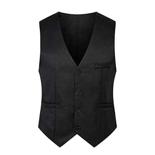 Men's Casual Business Vests Lightweight Waistcoat Vest Classic Fit Waistcoat v Neck Mature Formal Prom Men's Blazers Black