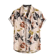 Mens Casual Button Up Vintage Summer Beach Shirts Straight-Fit 3D Mens Golf Polo Shirts Short Sleeve vintage bowling shirts for men Quick Dry beach Tropical Birthday shirts top Men's Polo Shirts