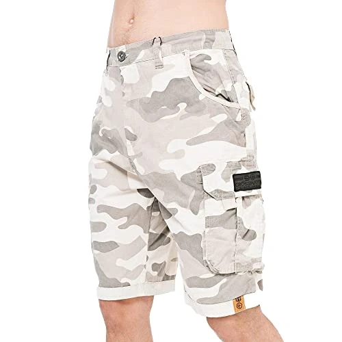 Mens Casual Cargo Combat Shorts Cotton Summer Knee Length Pants(38W/WatchFord-Stone CAMO)