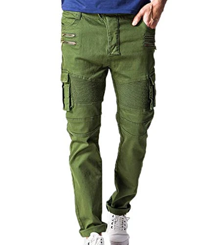 Men's Casual Cargo Pants,Multi-Pocket Outdoor Trekking Camping Pants Long Trousers Green