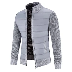 Men's Casual Cotton Military Bomber Jacket Winter Outerwear Slim-Fit Down Jacket Men Tall Travelling Jackets for Men UK Stylish Men's Outdoor Down Jackets Grey