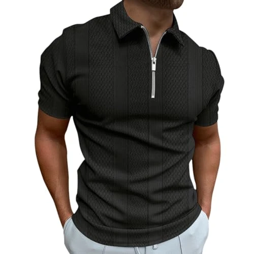 Men's Casual Cotton Short Sleeve Henley Shirts Slim Fit Lightweight Comfortable T-Shirt Tops Men Pol