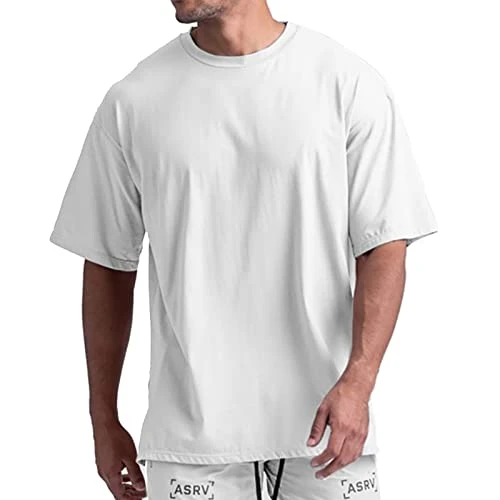 Men's Casual Fashion Pure Colour T-Shirts Summer Workout Tops Soft Loose T-Shirts Clothing Seniors T