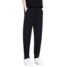 Men's casual formal trousers, soild men's suit trousers with straight leg, cool trousers, black, XL