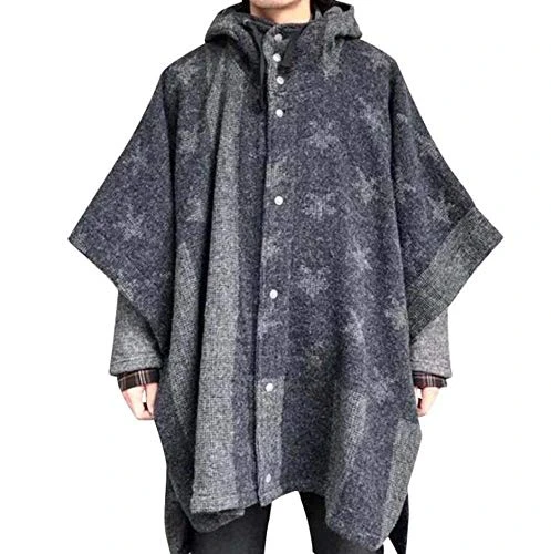 Men's Casual Hedging Print Hooded Trendy Coat Coat Men's Loose Cloak Coat