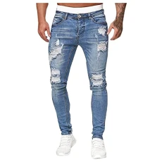Men's Casual Jeans Denim Cotton Hip Hop Loose Straight Jeans Work Long Trousers Jeans Pants Elastic Stretchy Denim Jeans Daily Streetwear Jeans