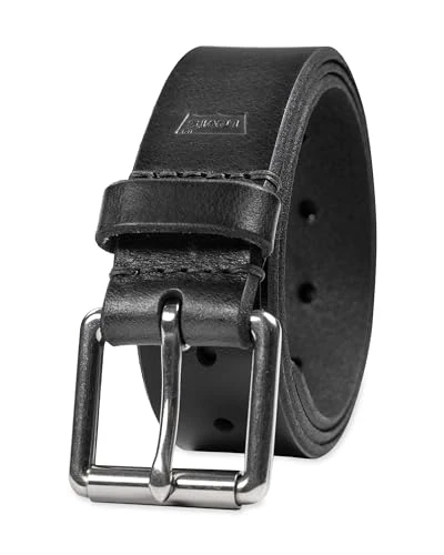 Men's Casual Leather Belt, Black Perforate, Medium (34-36)