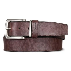 Men's Casual Leather Belt, Leather Keeper - Brown, 44