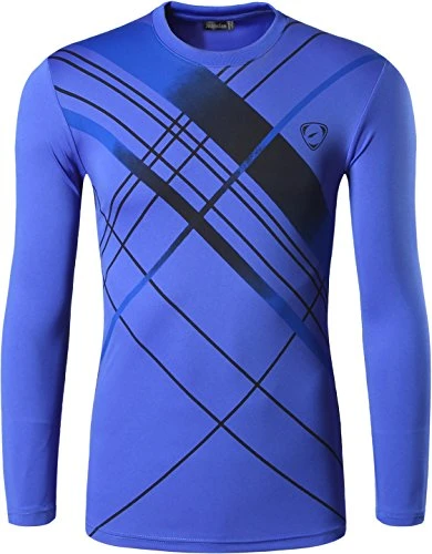 Men's Casual Long Sleeves T-Shirts Wicking Running Sport Tee Shirt Top LA196 Blue L