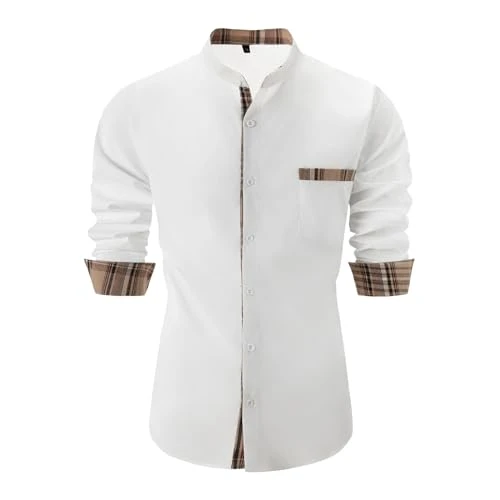 Men's Casual Loose Long Sleeve Shirt Casual Men, White, XL