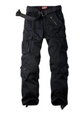 Men's Casual Military Army Camo Combat Trousers,Wild Cargo Pants with 8 Pockets #3357 Black 40