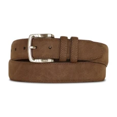 Men's Casual Padded Leather Belt with Signature Ornament, Tan, 34