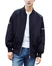 Mens Casual Printing Flight Pilot Bomber Jacket Oversize Loose Long Sleeve Coat Outwear Tops Black XXL