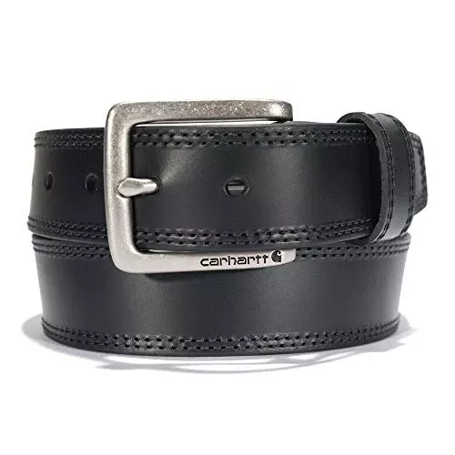 Men's Casual Rugged for Men, Available in Multiple Styles, Colors & Sizes Belt, Leather Engraved Buckle (Black), 54 UK