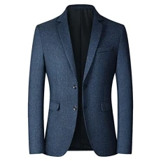 Men's Casual Small Suit Jacket with Pocket and Hem Raincoat Man Lightweight, Armada, 3XL