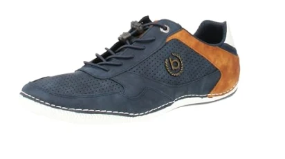 Men's Casual Sneaker with Flexible Sole, lace-up Shoe with Memory Foam, Elastic Laces, Dark Blue, 12 UK