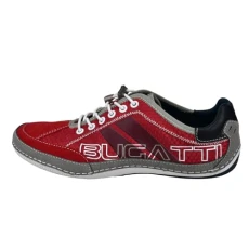 Men's Casual sneaker with flexible sole, lace-up shoe with memory foam, elastic laces, Red, 8 UK