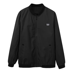 Men's Casual Solid Side Seam Pocket Jacket Stand-Up Collar Long Sleeve Zip Button Fly Pocket Coat Denim Jackets Men's Waterproof Jacket Men's Thin Jacket Men Lightweight, black, XXXL