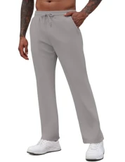Men's Casual Sweatpants Open Bottom Lounge Pants Drawstring Sweat Pants Joggers with Pockets, Light Grey, 3X-Large