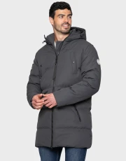 Men's Charcoal Grey Longline Padded Jacket