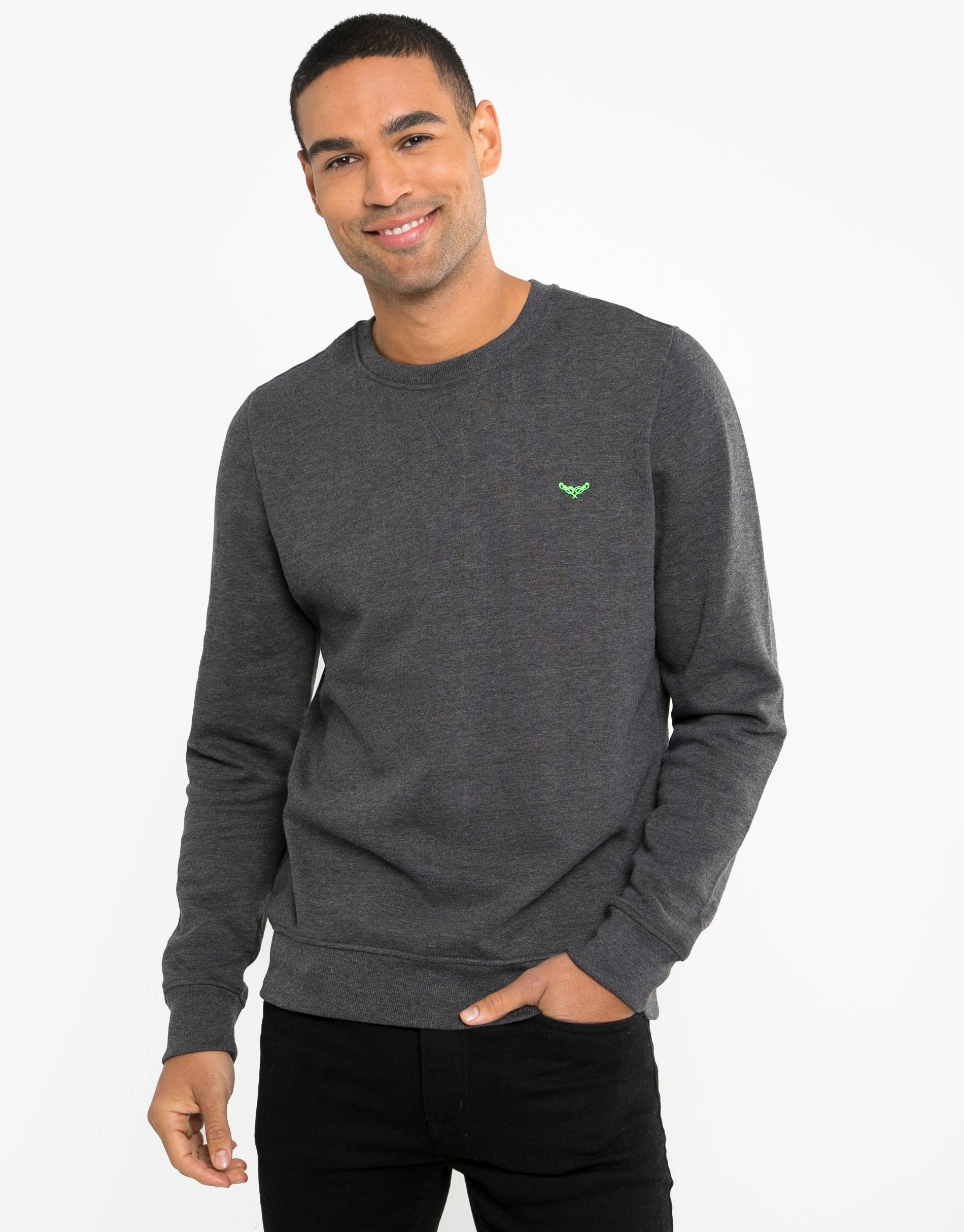 Men's Charcoal Marl Crew Neck Sweatshirt