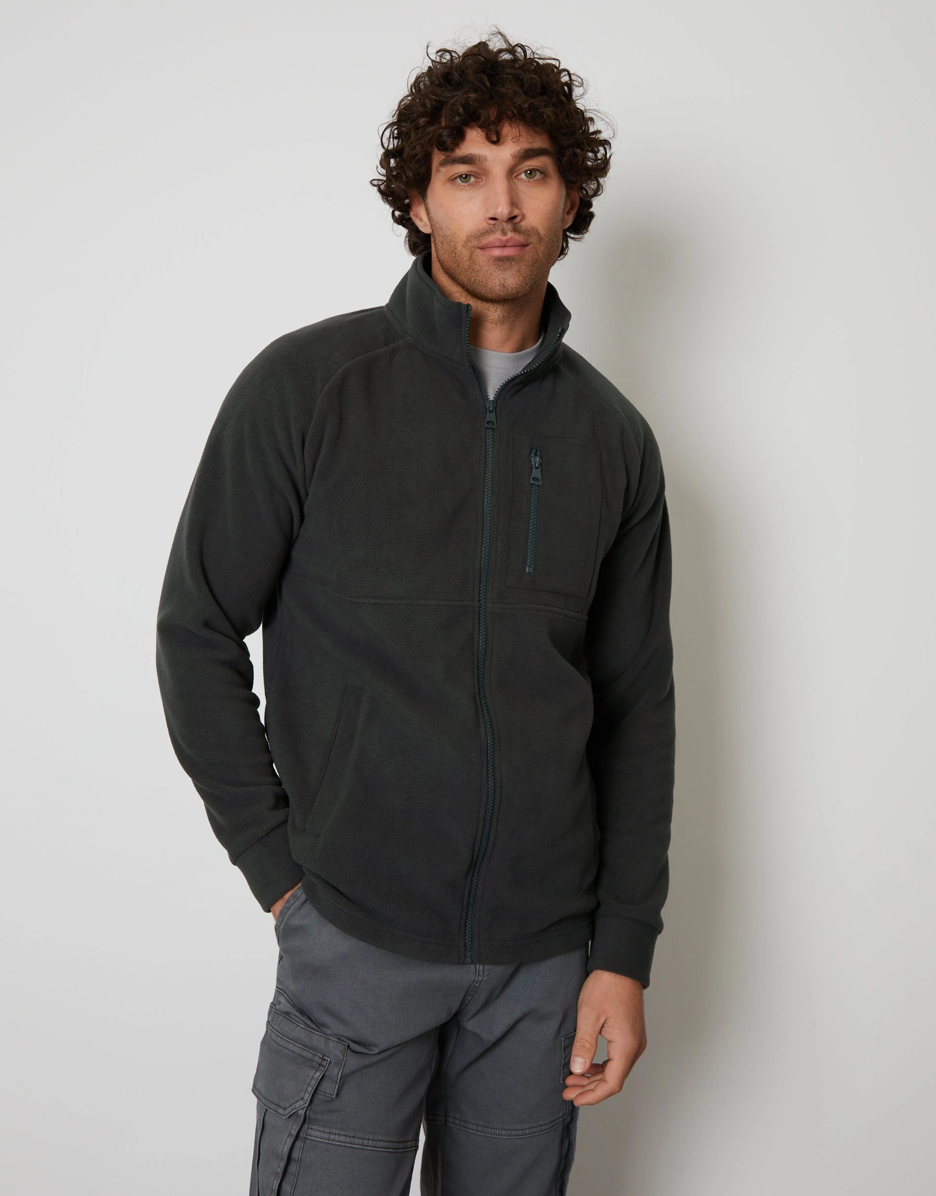 Men's Charcoal Technical Zip Up Fleece