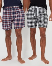 Men's Check Brushed Cotton Flannel Lounge Shorts (2 Pack)