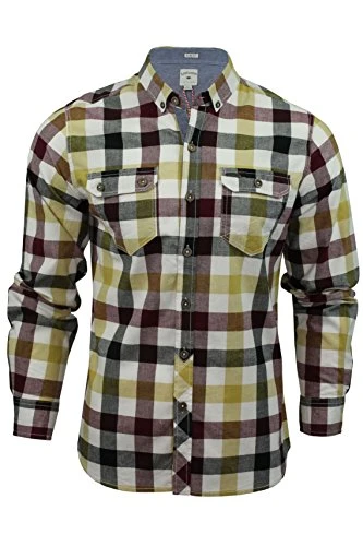 Mens Check Shirt Hadleigh' Long Sleeved (Ecru) M