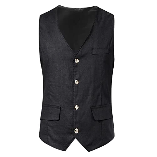 Men's Check Waistcoats Formal Classic Plaid Waistcoat Wedding Casual Tartan Suit Vest Modern Fit Mens Dress Waistcoats Uk v neck Men's Casual Sports Coats Lightweight Suit Blazer work Waistcoat