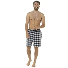 Mens Checked Lounge Shorts (Pack of 2) (L) (Navy/Black)
