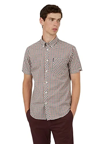 Mens Checked Red Casual Button Up Shirt