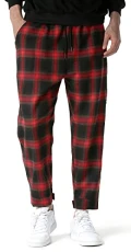 Men's Checked Trousers Plaid Tracksuit Bottoms Tartan Casual Elasticated Waist Trousers with Pockets Drawstring Loose Fit Sweatpants Cotton Check Lounge Pants Pyjama Spring Autumn Red M Men's Checked Trousers Plaid Tracksuit Bottoms Tartan Casual Elasticated Waist Trousers with Pockets Drawstring Loose Fit Sweatpants Cotton Check Lounge Pants Pyjama Spring Autumn Red M
