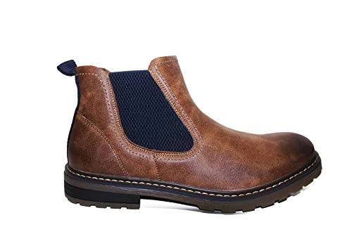 Men's Chelsea Boots,Soft Leather Elastic Strap Ankle Boots Smart Formal Business Casual Tan