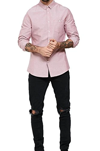 Mens Chestnut Long Sleeve Shirt - Oxford Pink - Medium