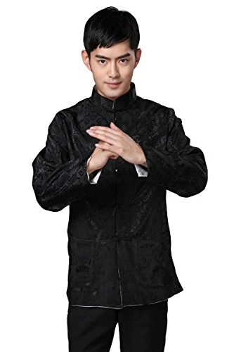 Men's Chinese Style Long Sleeve Reversible Jacket Coat Tai Chi Kung Fu Tops Outwear (UK L-Chinese 2X