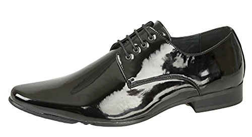 Mens Chisel Toe Patent Gloss Finish Formal Shoes Black