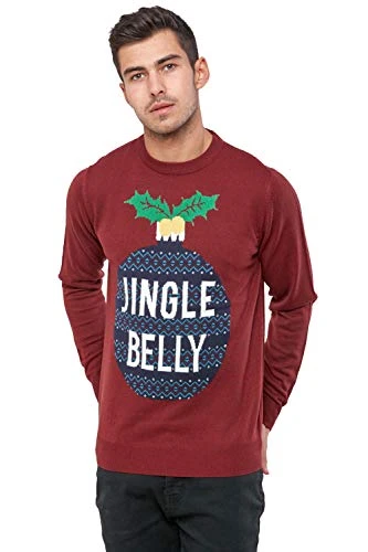 Mens Christmas Jumper Baubles Funny Jingle Belly Xmas Novelty Crew Neck Sweater