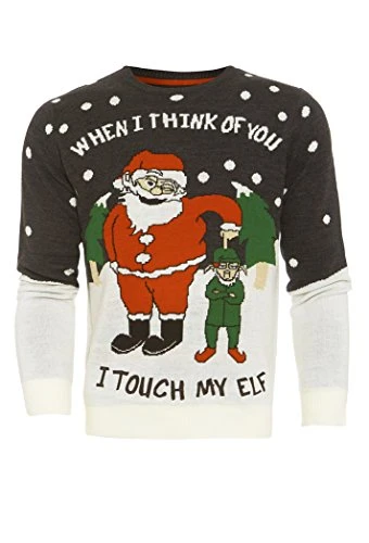 Men's Christmas Jumper Santa Elf Xmas Sizes S M L XL (Santa Elf, L)