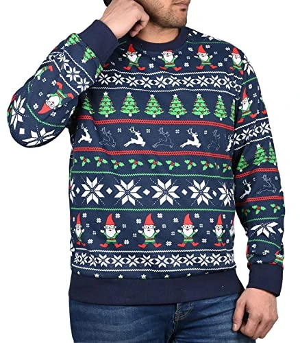 Men's Christmas Jumper Sweatshirt Xmas Designed Casual Crew Neck Sweater Party Celebration Event Pul