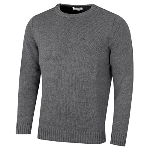 Mens Chunky Crew Neck Sweater - Grey Marl - L