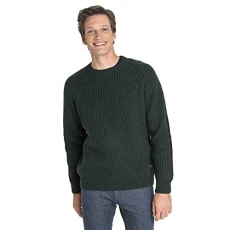 Men's Chunky Crew Neck Sweatshirt, Green (Dk Bottle Green Bb), L UK