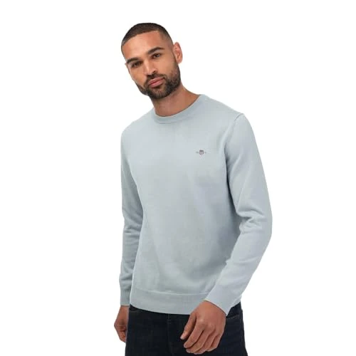 Men's Classic Cotton Crew Neck Jumper in Blue