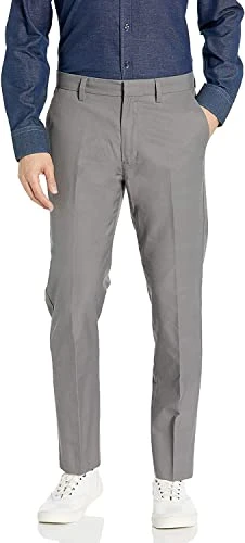 Men's Classic Fit Flat Front Stretch Solid Chino Deck Pant - - 36W x 32L