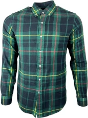 Men's Classic Fit Performance Flannel Button Down Long Sleeve Shirt, Green Black Mu, Medium