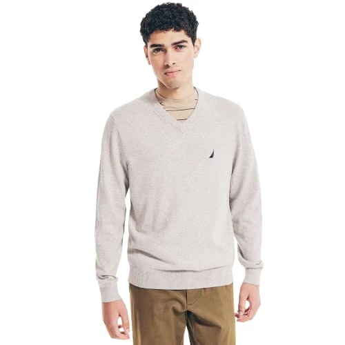 Men's Classic Fit Soft Lightweight Jersey V-Neck Sweater, Grey Heather, X-Small