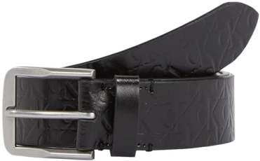 Men's Classic Flat 3.5cm Leather Belt, Black (Allover Print), 45,3 inches Men's Classic Flat 3.5cm Leather Belt, Black (Allover Print), 45,3 inches